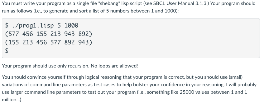 shebang script file and implementing the function Task Write a Lisp program