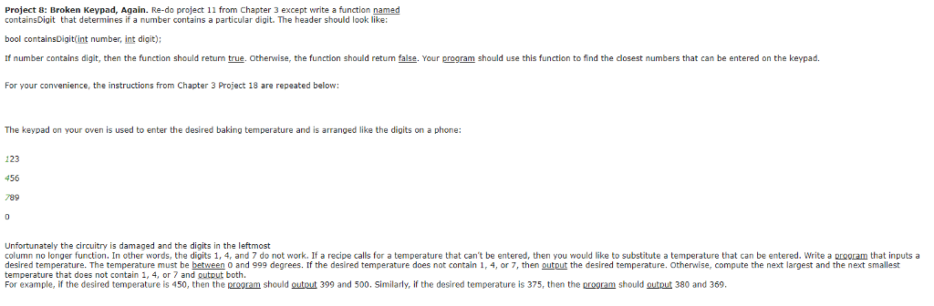 Project 8: Broken Keypad, Again. Re-do project 11 from Chapter 3