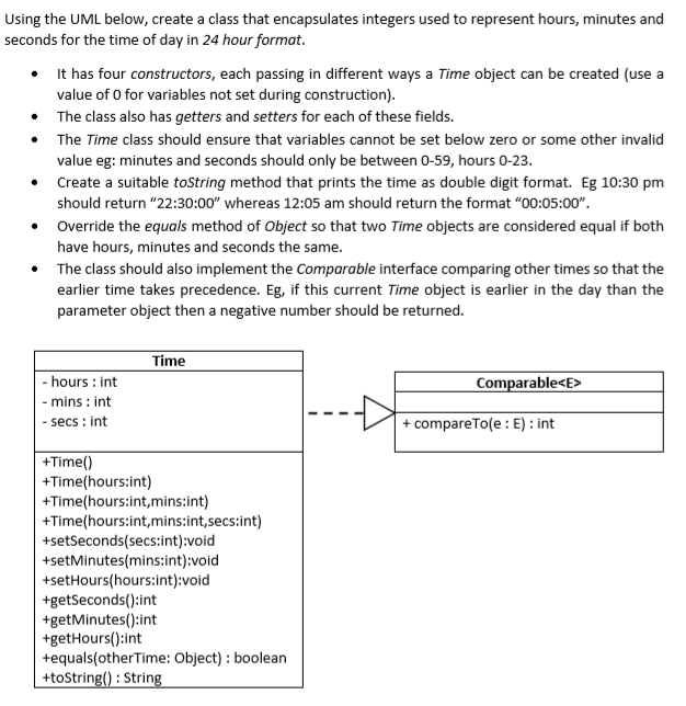  Using the UML below, create a class that encapsulates integers used