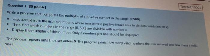 in c++ please Timele 25021 Question 3 [30 points) Write a program
