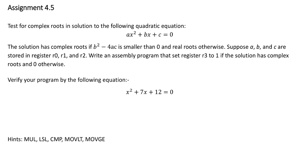 use KEIL (ARM) coding to solve this problem. Assignment 4.5 Test for