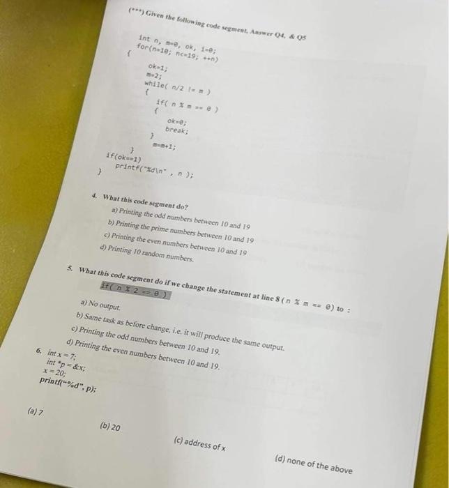 can you answer circle 5 and 6 with explinationc programing ("*) Ghen