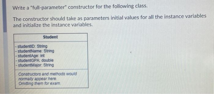 constructor should initialize the instance variables as follows: All Strings should be