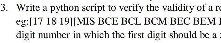 be a zero. thon script to verify the validity of a register
