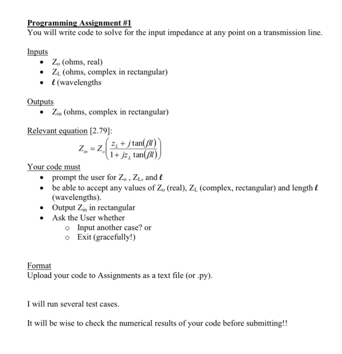  Using Python Programming Assignment #1 You will write code to solve