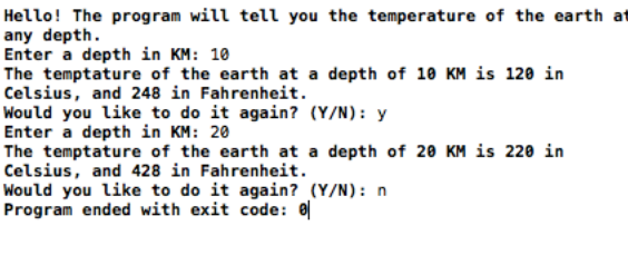 THIS IS C++ Write a program to take a depth (in kilometers)