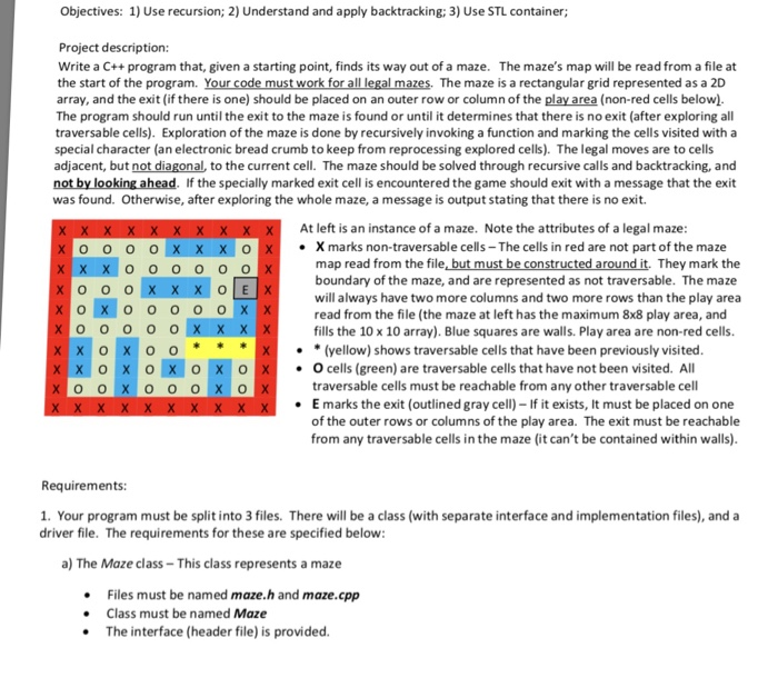  Objectives: 1) Use recursion; 2) Understand and apply backtracking; 3) Use