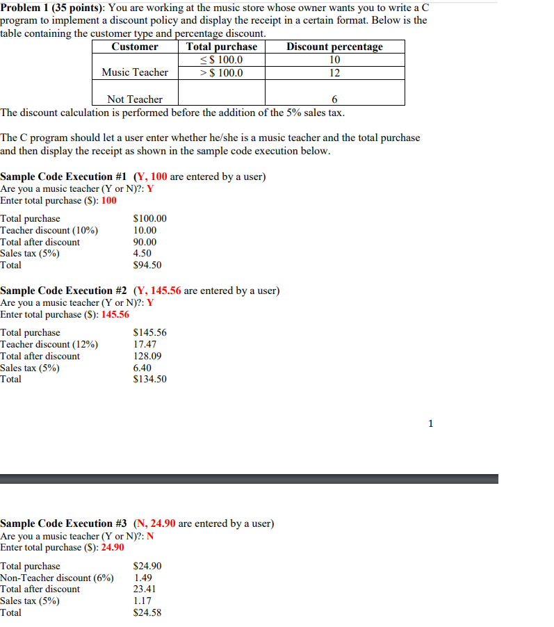 C coding only please Problem 1 (35 points): You are working at