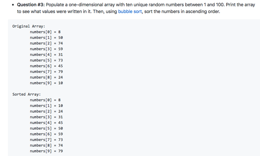 Please help with C++ problem using the array and bubble sort the
