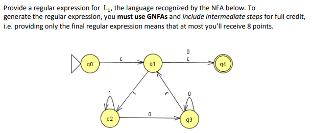  Provide a regular expression for L, the language recognized by the