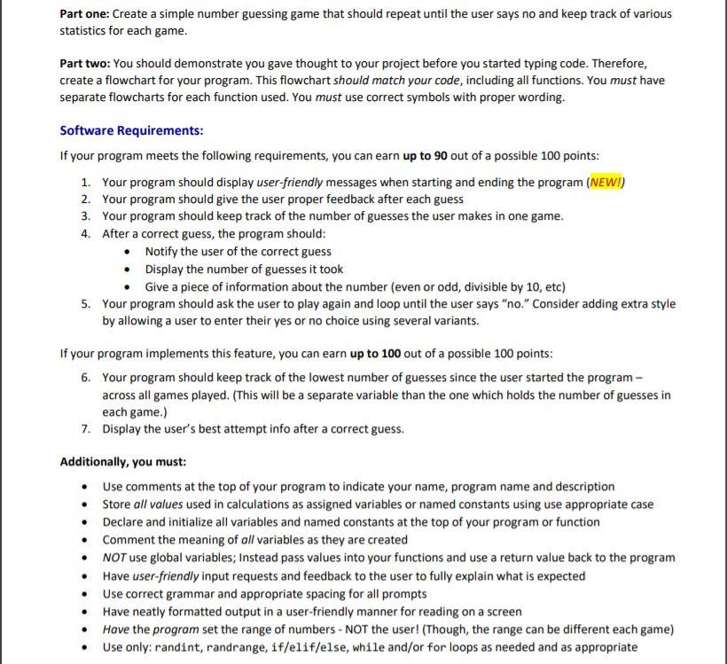 This is a Python assignment. Please show screen shot of code. Part