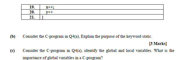 4 [Total: 20 Marks] (a) Consider the following C-program that fails to