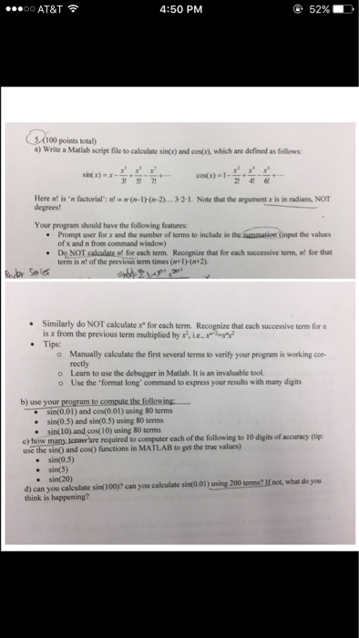  Write a Matlab script file to calculate sin (x) cos (x),