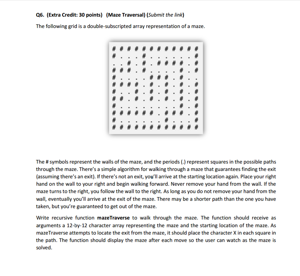 The program must be in C. The following grid is a