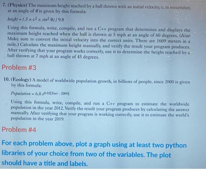 Plot a graph of question 7 and question 10 in python graph