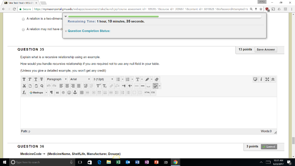  Explain what is a recursive relationship using an example. How would