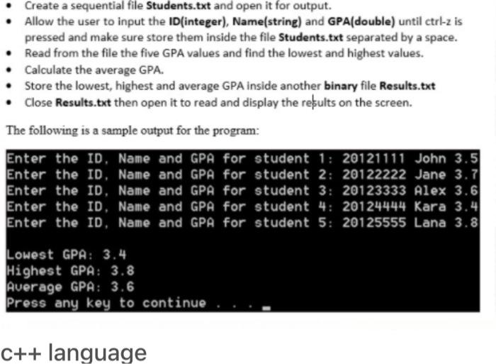  I need a new answer please Create a sequential file Students.txt