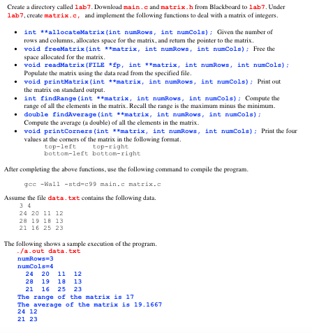 C language please main.c #include #include "matrix.h" int main(int argc, char *argv[])