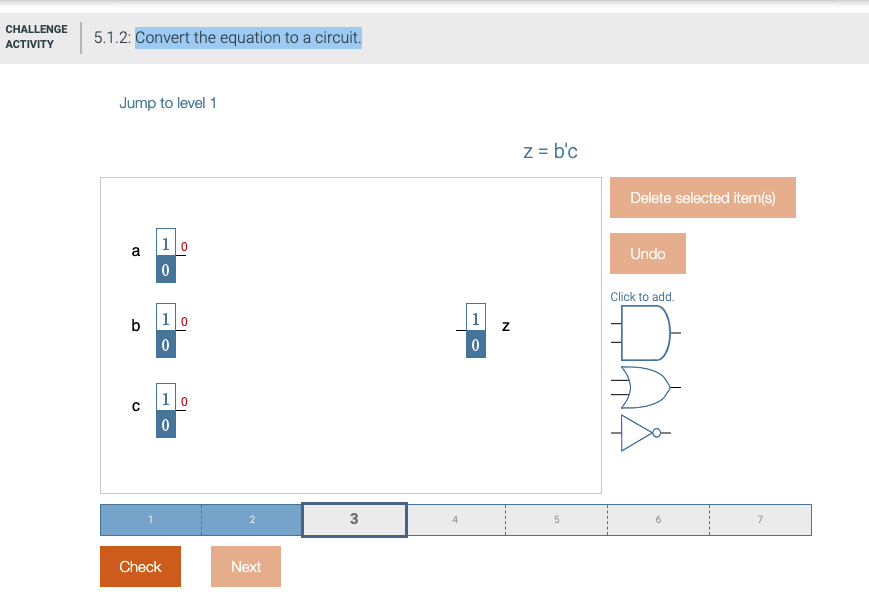 Computer Science CHALLENGE ACTIVITY 5.1.2: Convert the equation to a circuit. Jump