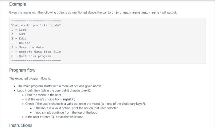 to do? L - List A - Add E - Edit D