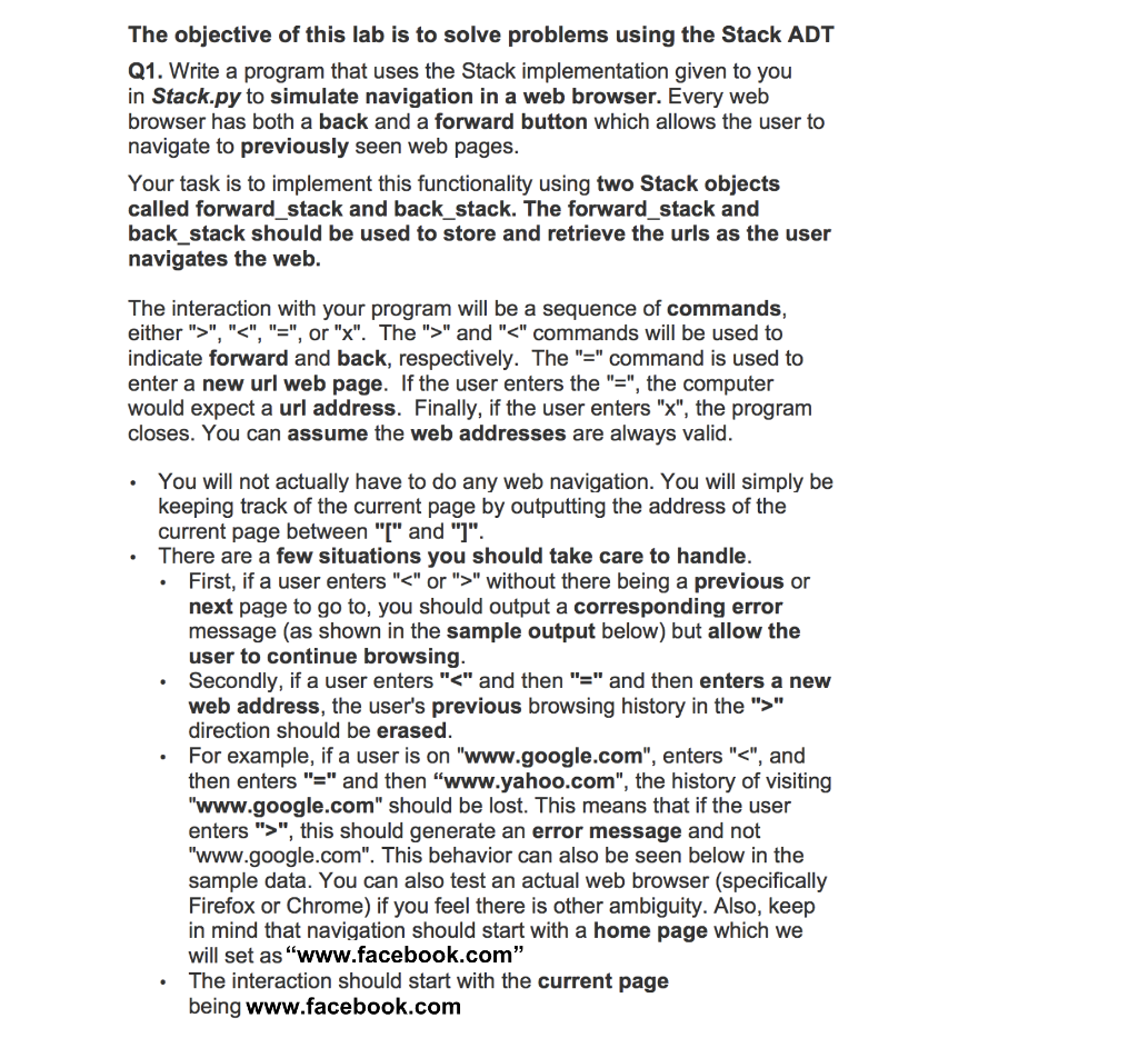 CODE MUST BE IN PYTHON 3 The objective of this lab is