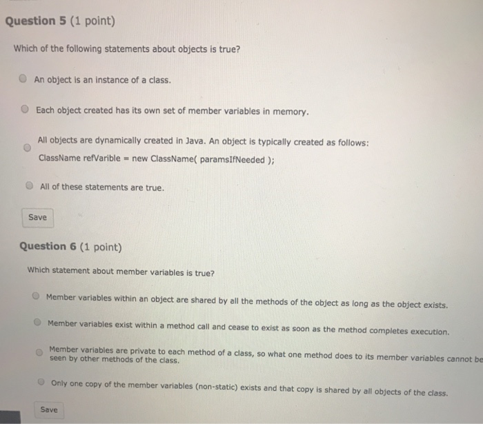  Need help Java Question Question 5 (1 point) Which of the