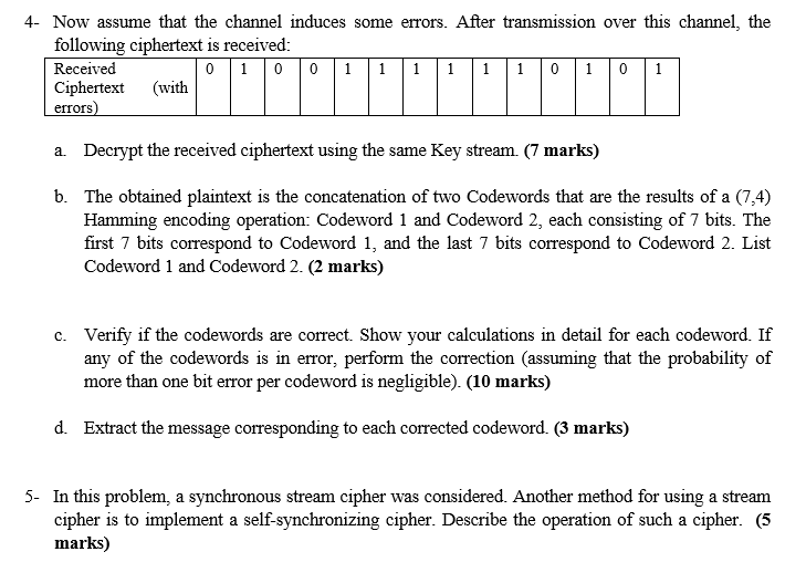 you will investigate the joint operation of Hamming code with encryption using