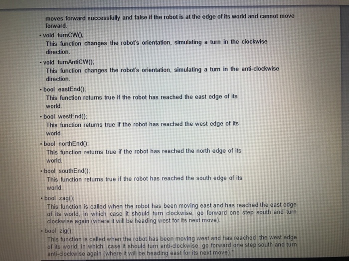 the following data and function members: - a point object to store