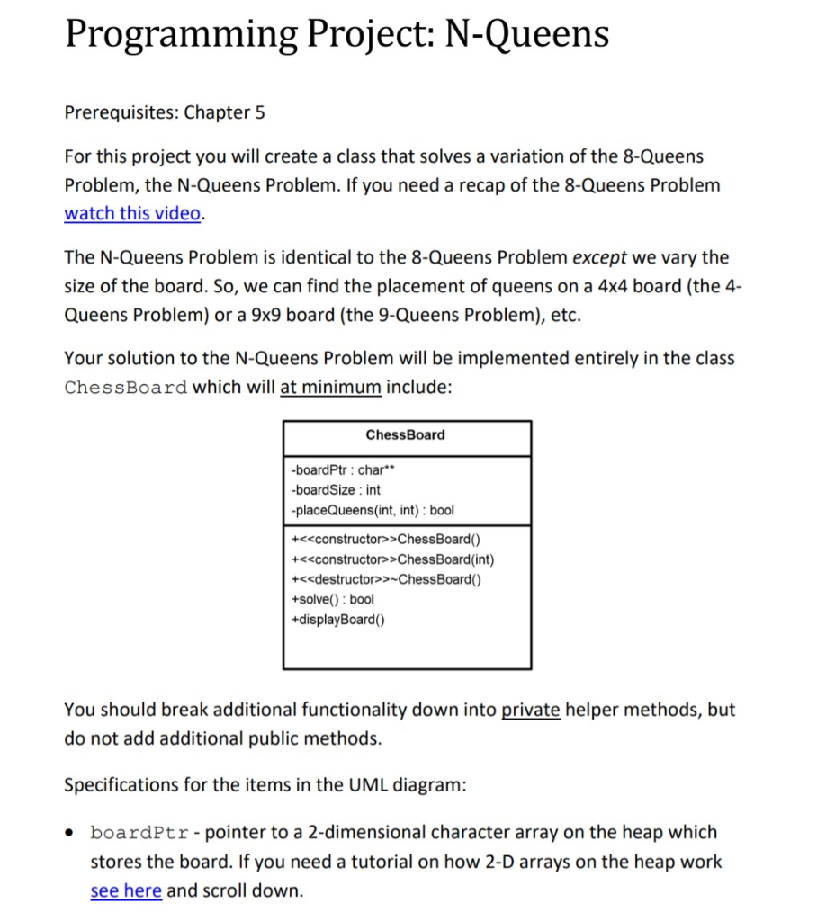 C++ N Queen - Backtracking HELP Program should have two files main.cpp