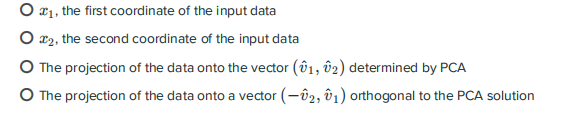 the correct result of applying PCA to the data plotted above? Ov=(+1.0,
