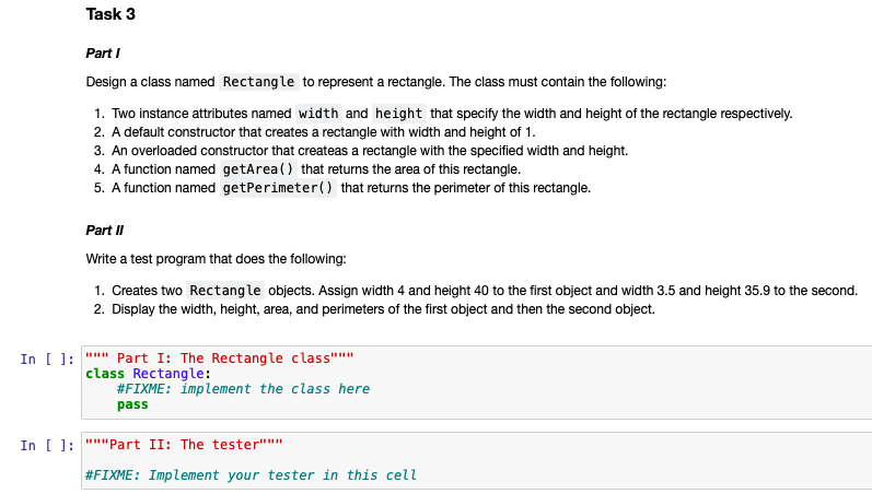  Task 3 Part 1 Design a class named Rectangle to represent