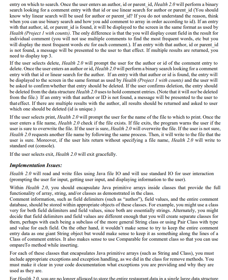 to read, search, remove, and write restaurant data." Objectives: 1. 2. 3.