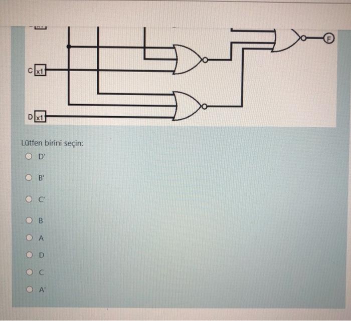 (TR) Aadaki devrede, X=0 ve Y= 1 olduunda F k ne olur?