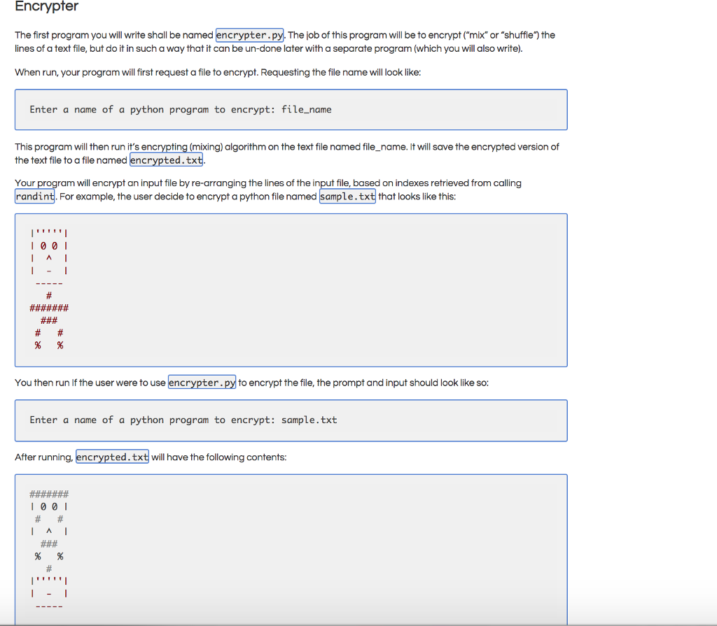 In python create a code that Encrypter The first program you will