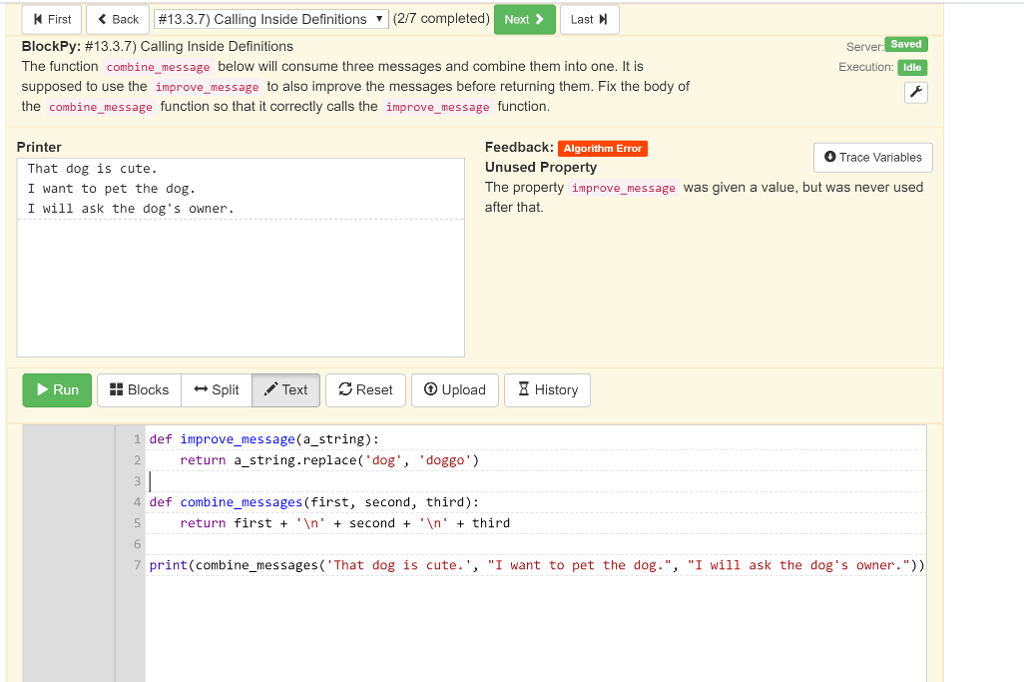 the following messages: "Pet the dog" and "Walk the dog". Server Execution: