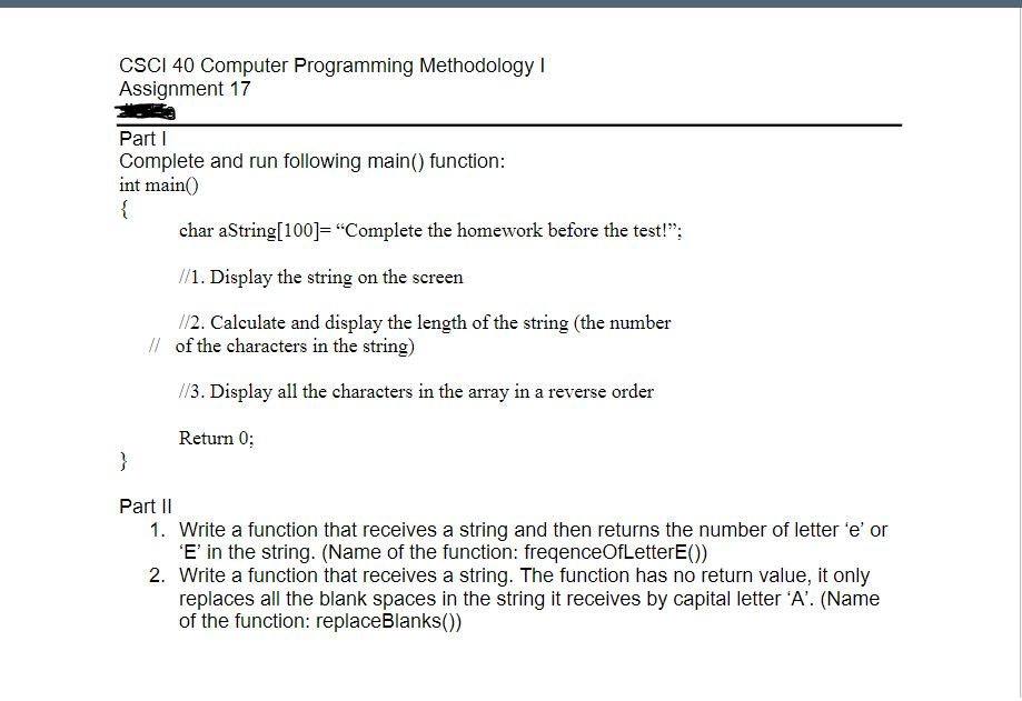  Needs to Build and Run Please!!! CSCI 40 Computer Programming Methodology