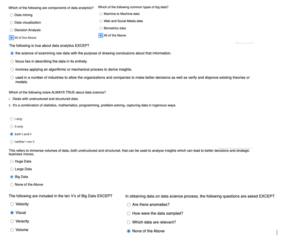 Topic: Introduction to Data Science Concept questions are list down below. Please