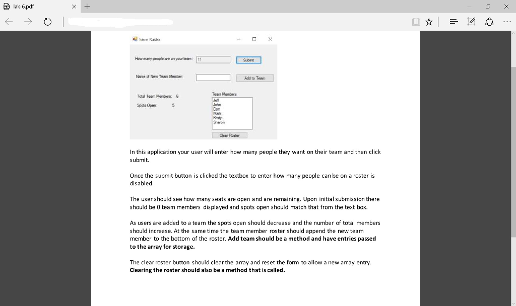 This is for C# and it must be a Windows Form Application