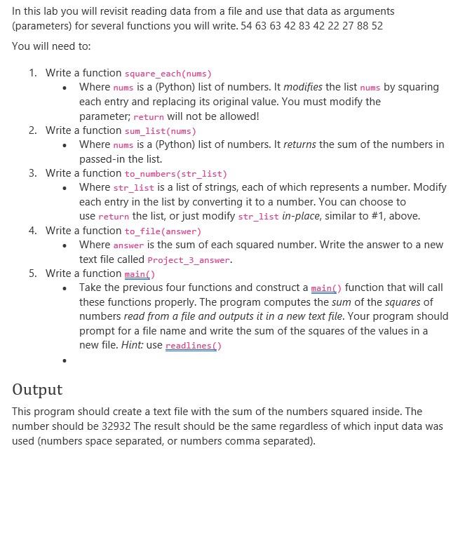  In this lab you will revisit reading data from a file