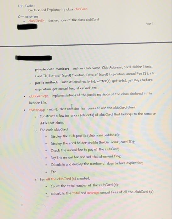 please do every part as listed.Thank you Lab Tasks: Declare and Implement