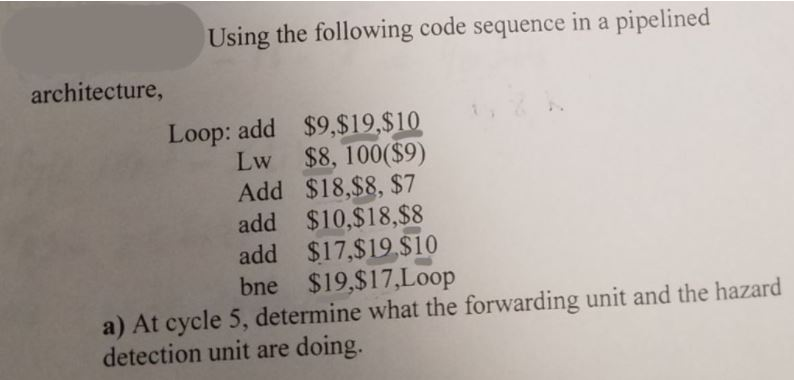 Using the following code sequence in a pipelined architecture, Loop: add