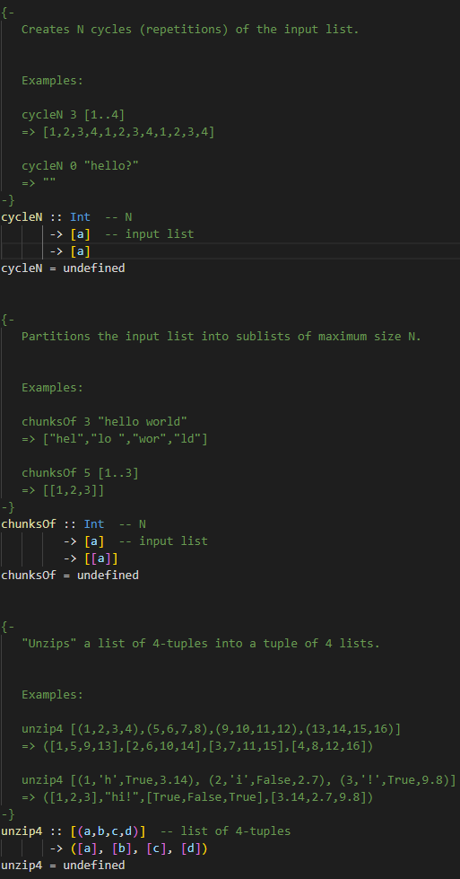 Below you will find the declarations for functions that require implementation using