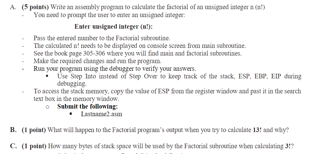 Visual Studio assembly program (MASM only), thanks (5 points) Write an assembly