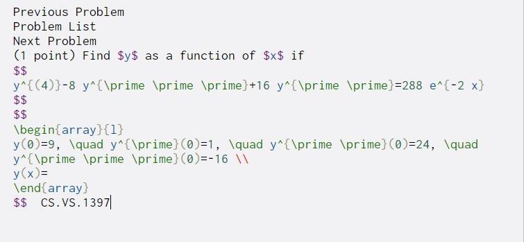  Previous Problem Problem List Next Problem (1 point) Find $y$ as