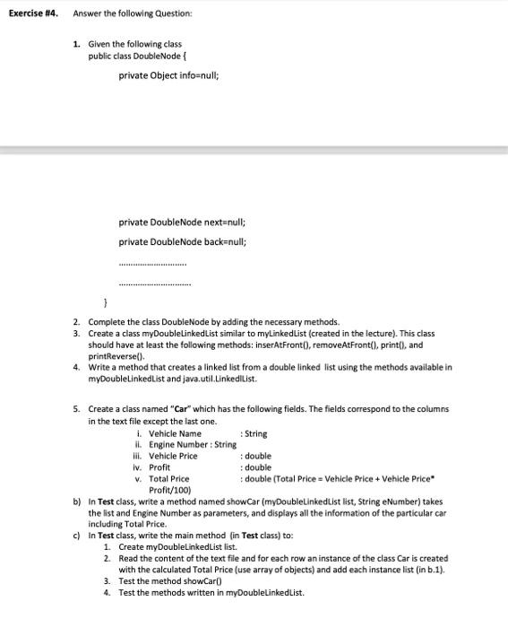 can you solve it all in java please private DoubleNode next=null; private