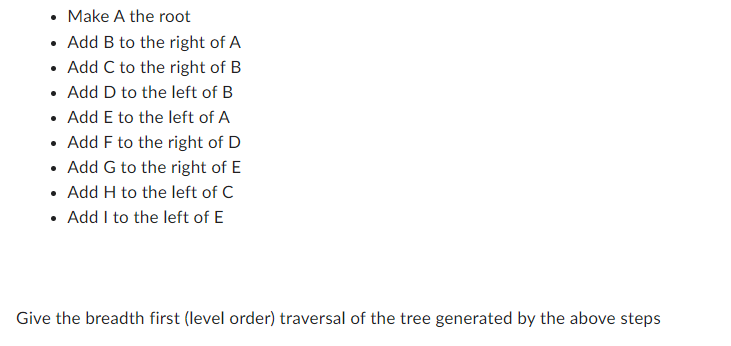  - Make A the root - Add B to the right