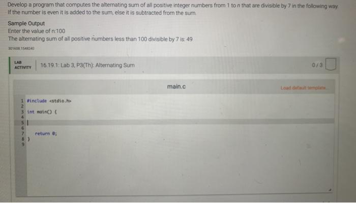 C language Develop a program that computes the alternating sum of all
