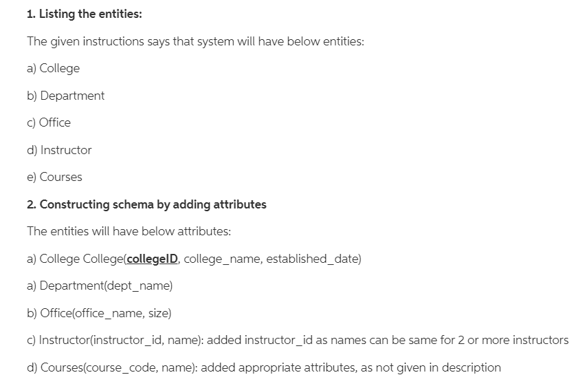 Construct a relational database (relational schema table) with the given information. 1.