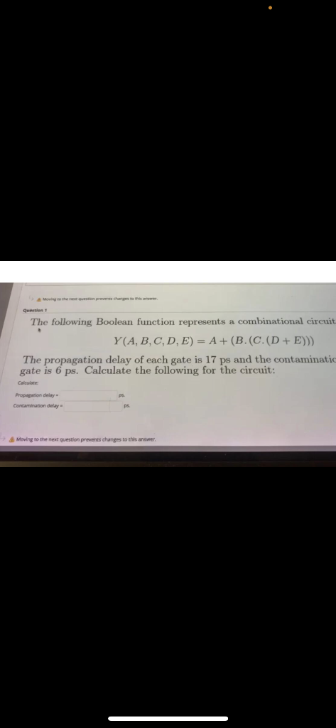  The following Boolean function represents a combinational circuit: Y ( A,B,C,D,E)