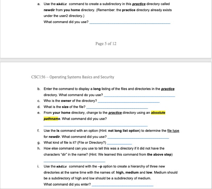 command Background You will create a simple directory structure and then create